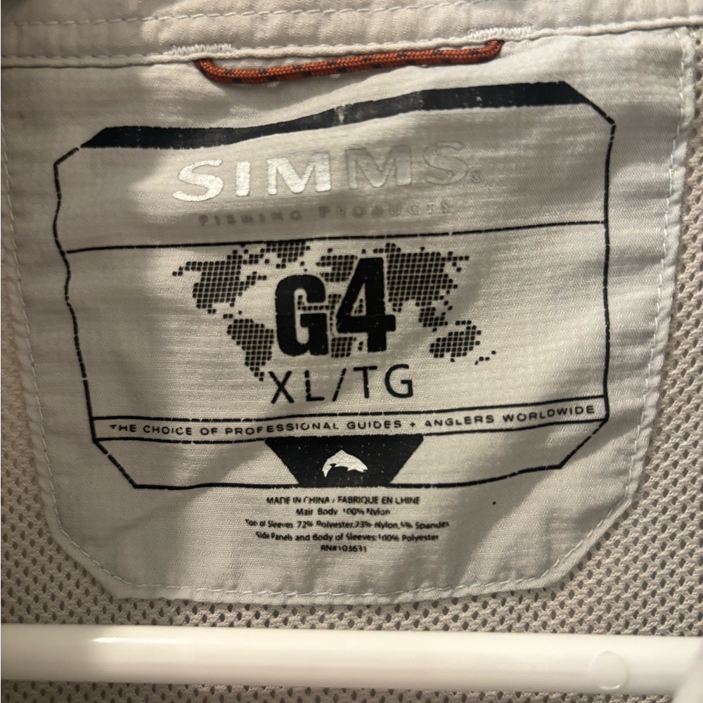 Simms G4 Tri Comp Men's Light Gray Button Down Shirt - Picture 2 of 3